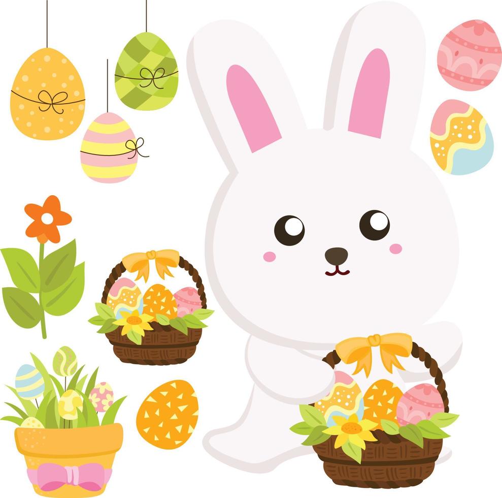 Easter Bunny Rabbit colorful egg vector clipart