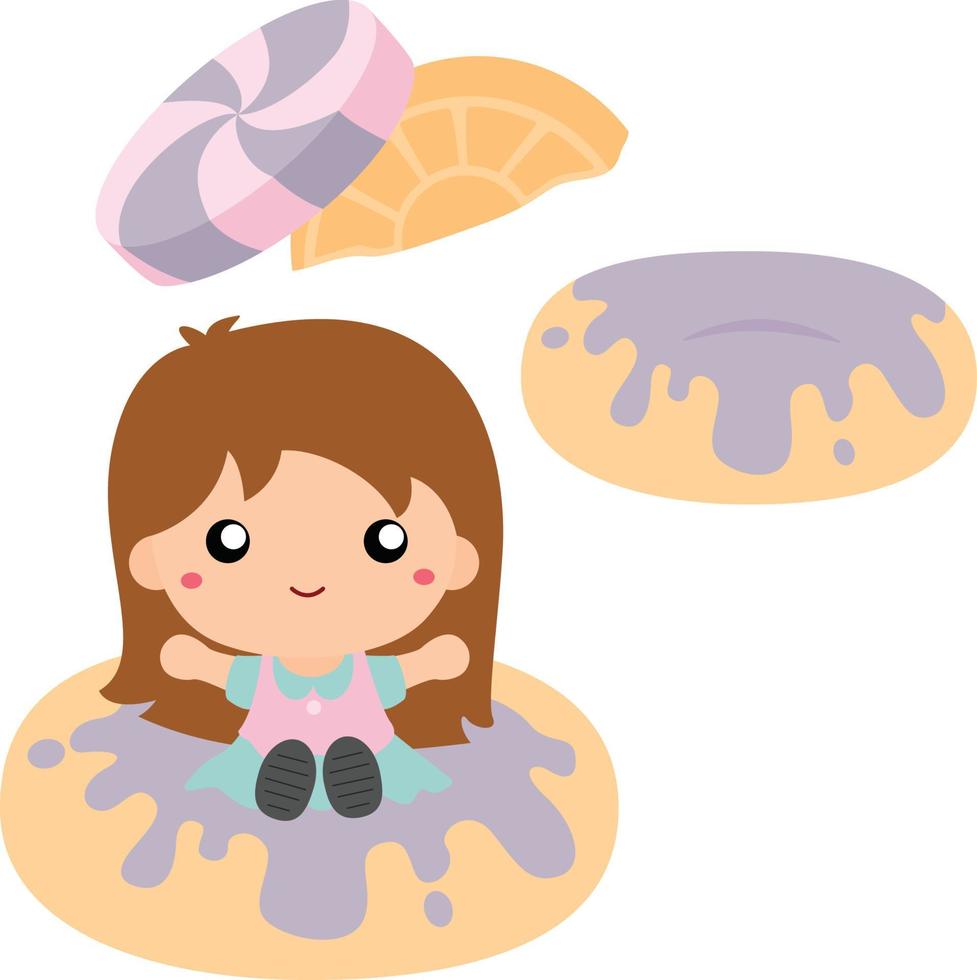 Sweets in Candyland Vector with cute Kids Set