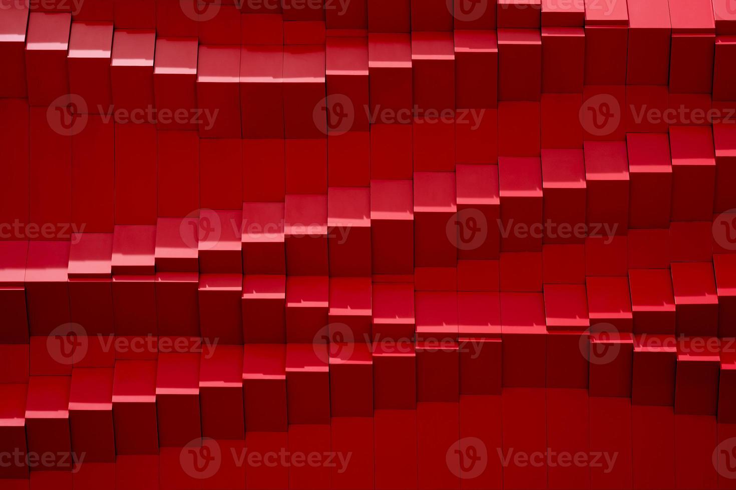 Sunlight and shadow on abstract and geometric stripes pattern of modern red wall background photo