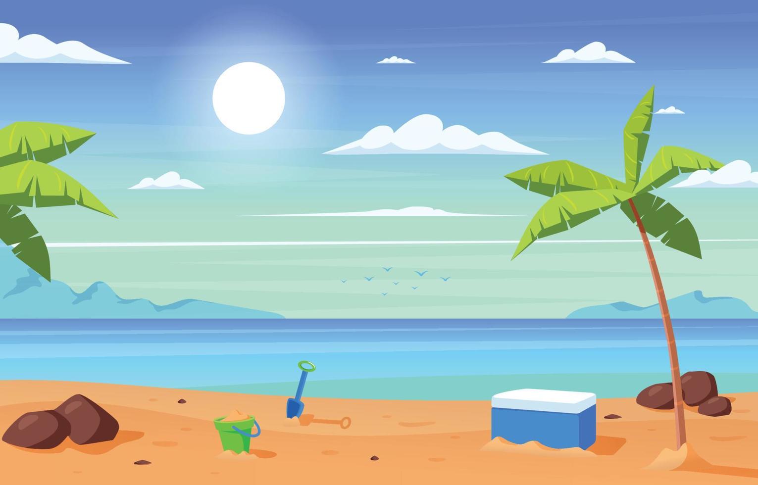 fondo de paisaje de dibujos animados de playa 6823045 Vector en Vecteezy