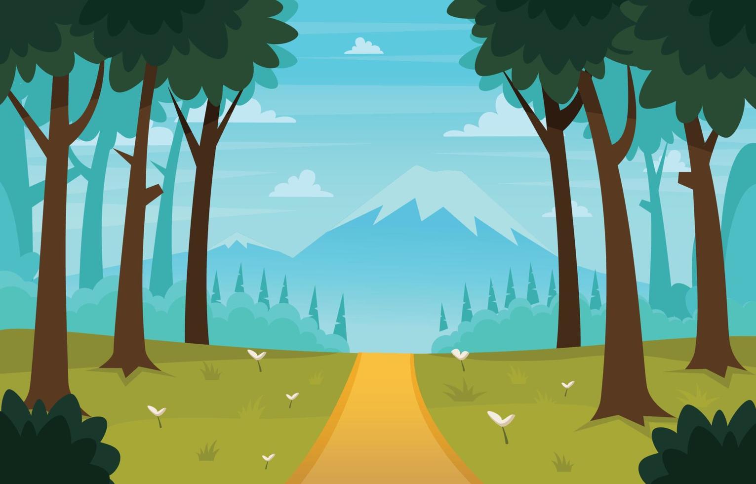 Forest Scenery In Summer Background vector