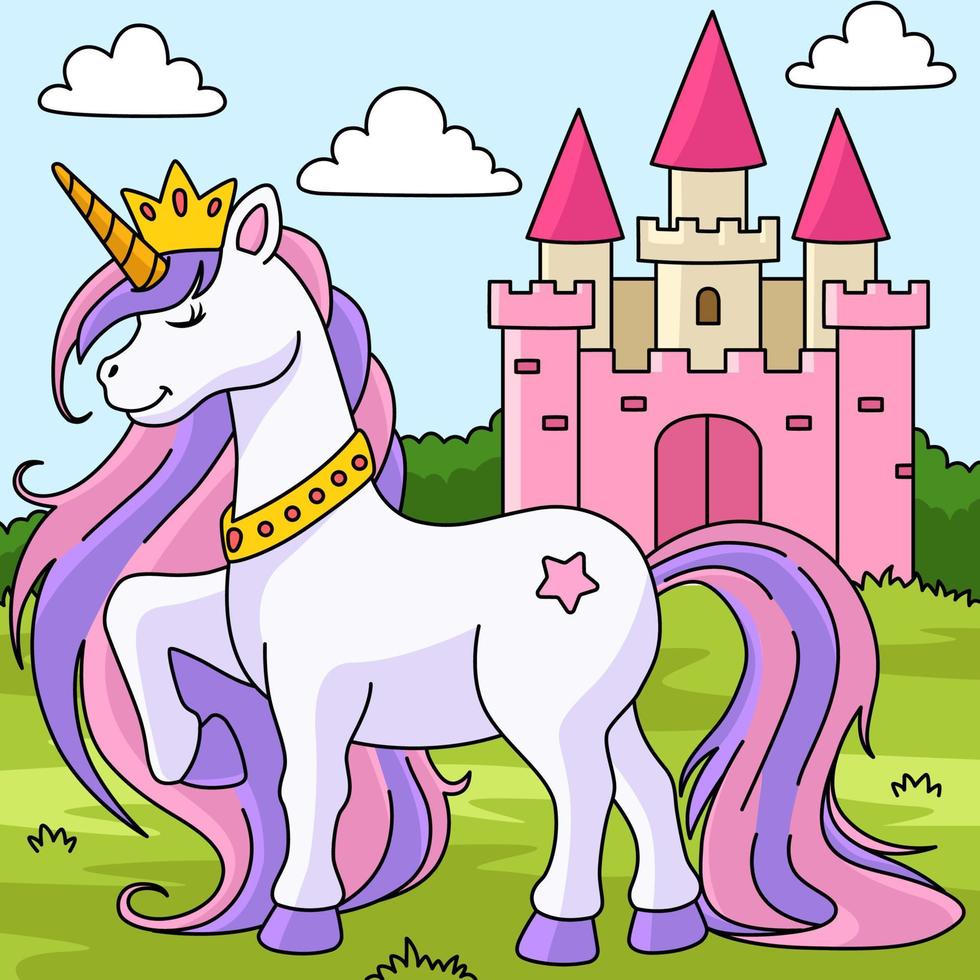 Unicorn Princess Colored Cartoon Illustration vector