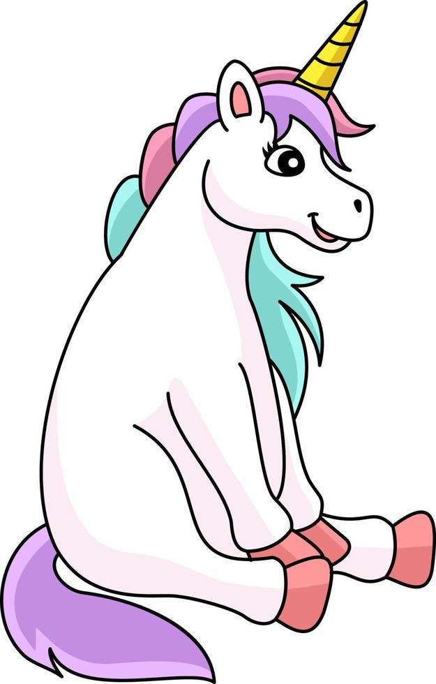 Sitting Unicorn Cartoon Colored Clipart vector