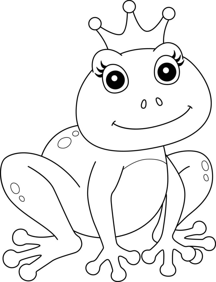 Frog With A Crown Coloring Page Isolated vector