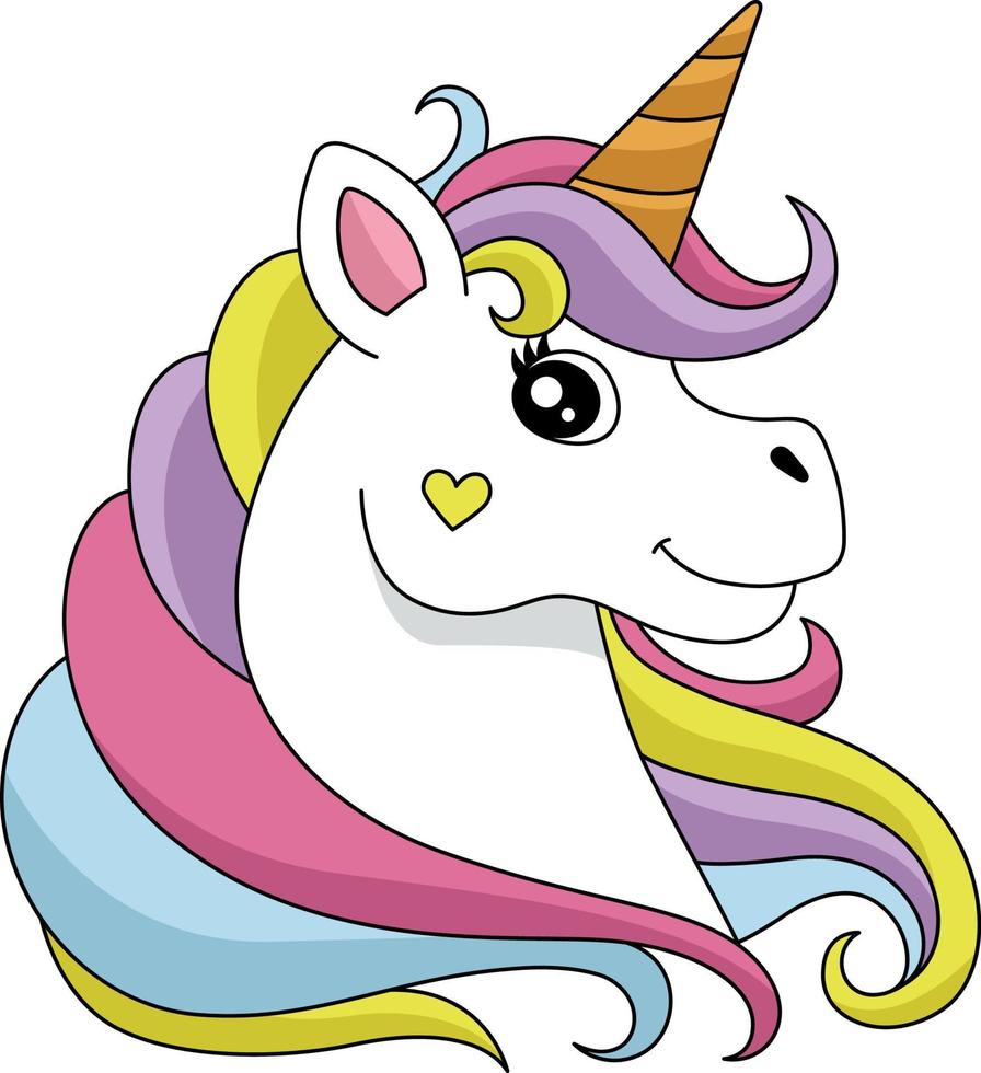 Unicorn Head Cartoon Colored Clipart vector