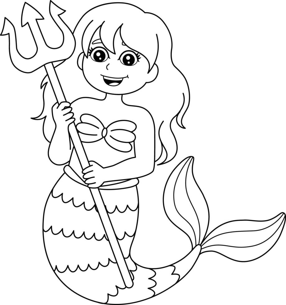 Premium Vector  Mermaid with fish coloring page cartoon illustration