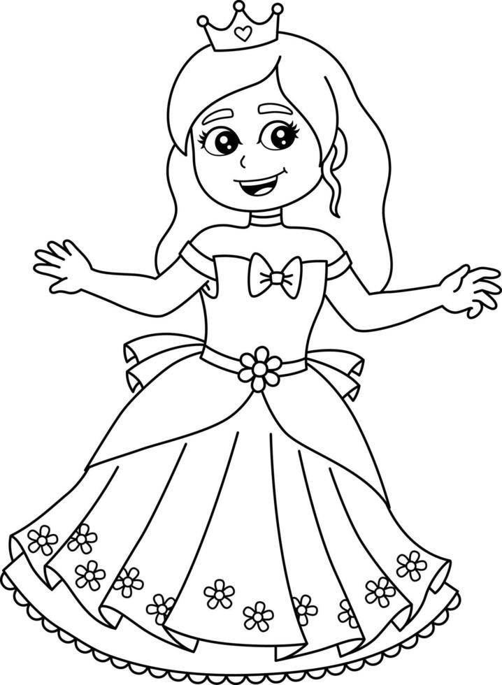 Princess In front of the Castle Coloring Isolated vector