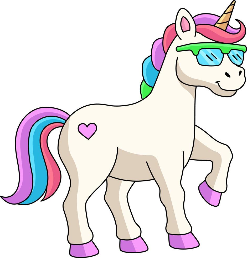 unicornio con gafas de sol clipart de dibujos animados vector