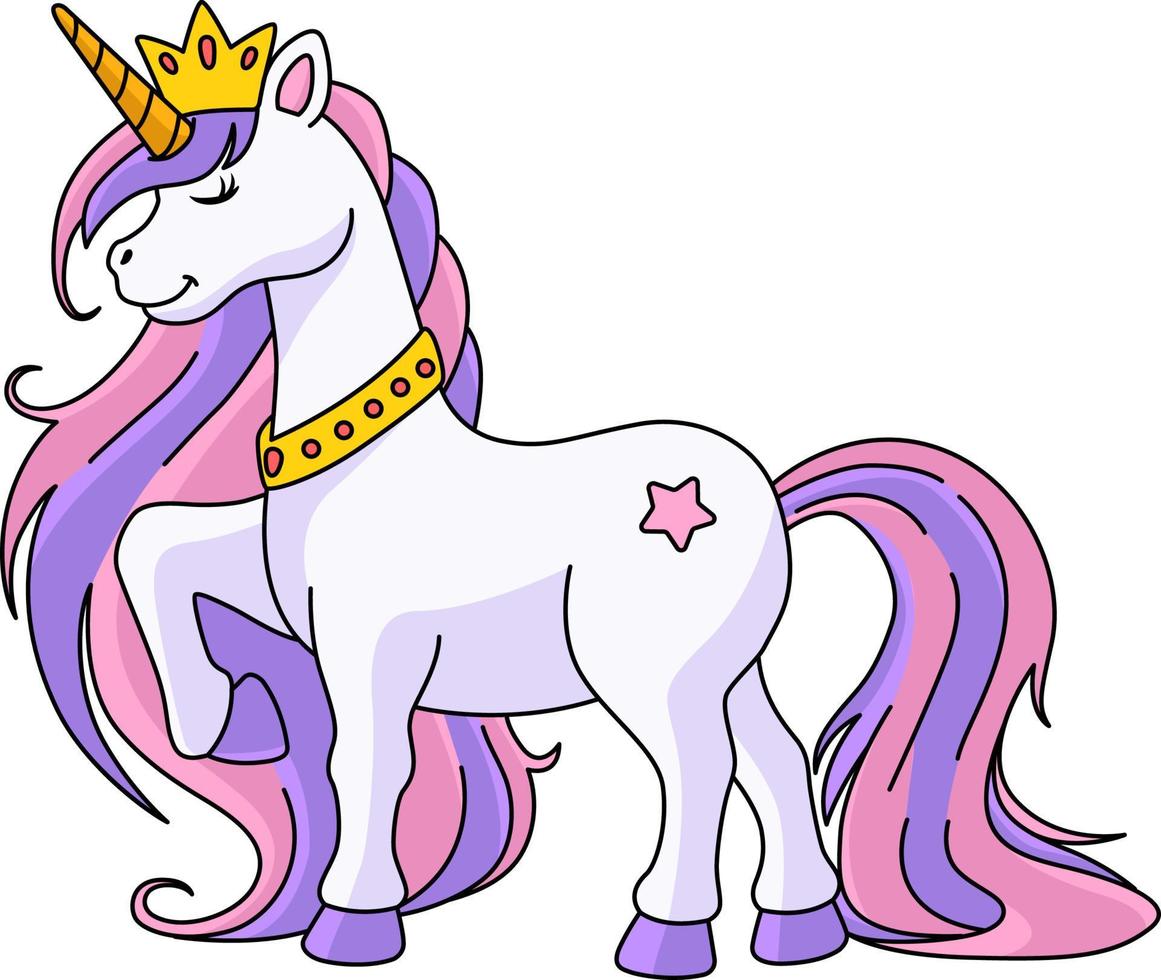 unicornio princesa dibujos animados color clipart vector
