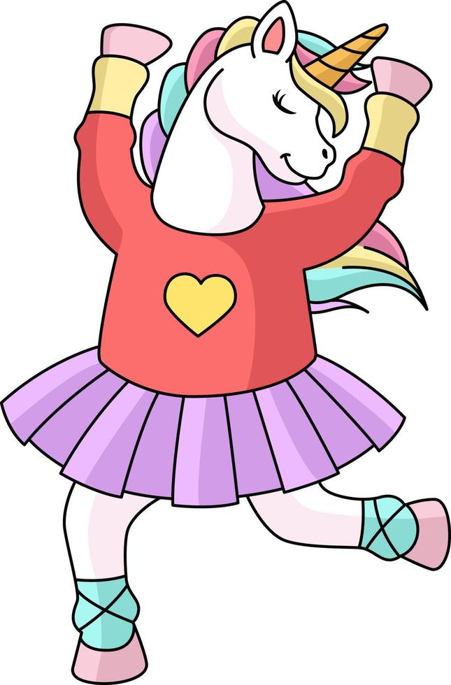 unicornio bailarina bailando caricatura clipart vector