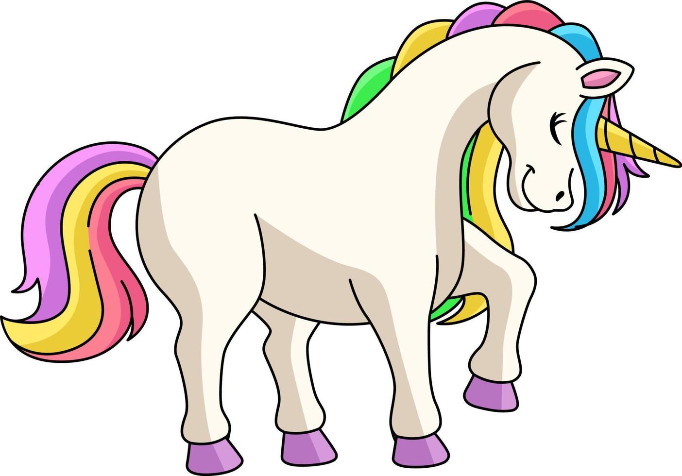 Unicorn In A Forest Cartoon Clipart vector