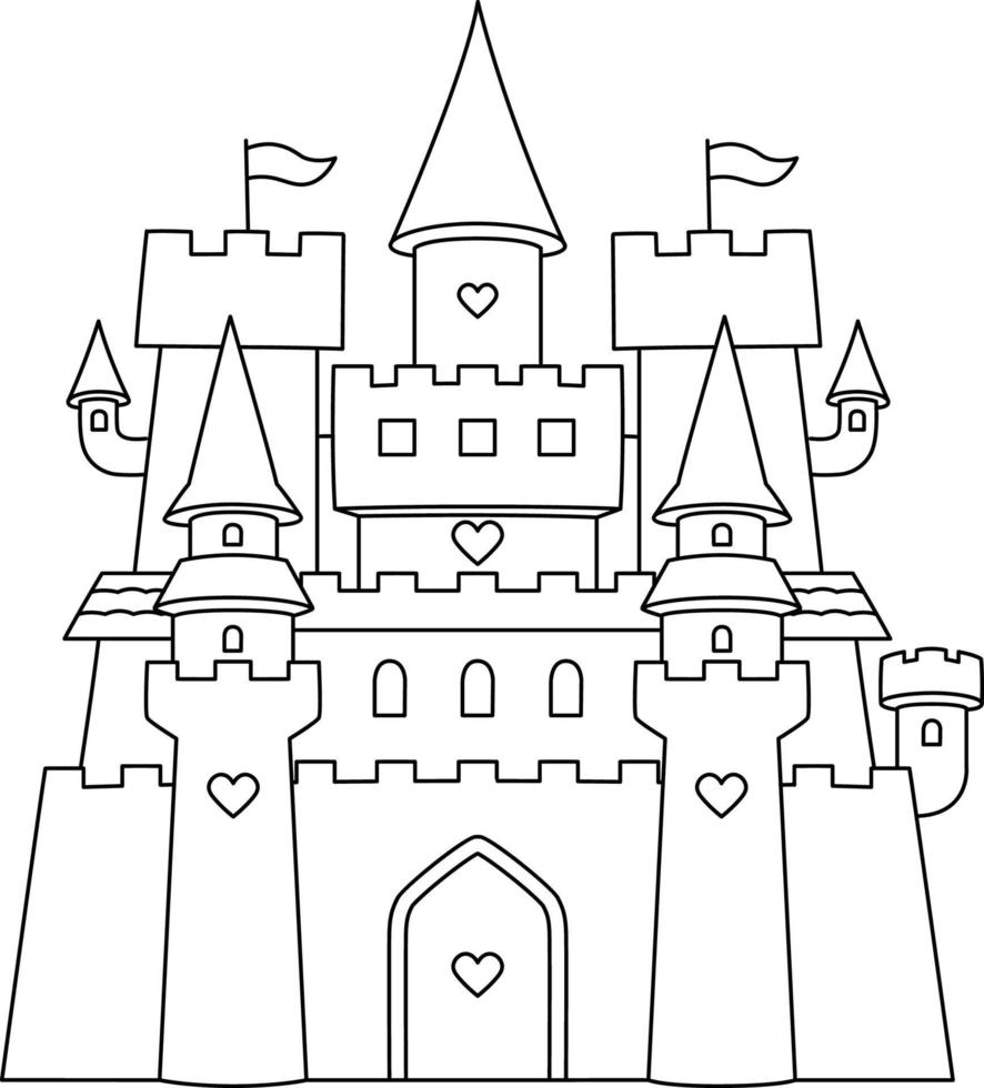 Castle Coloring Page Isolated for Kids vector