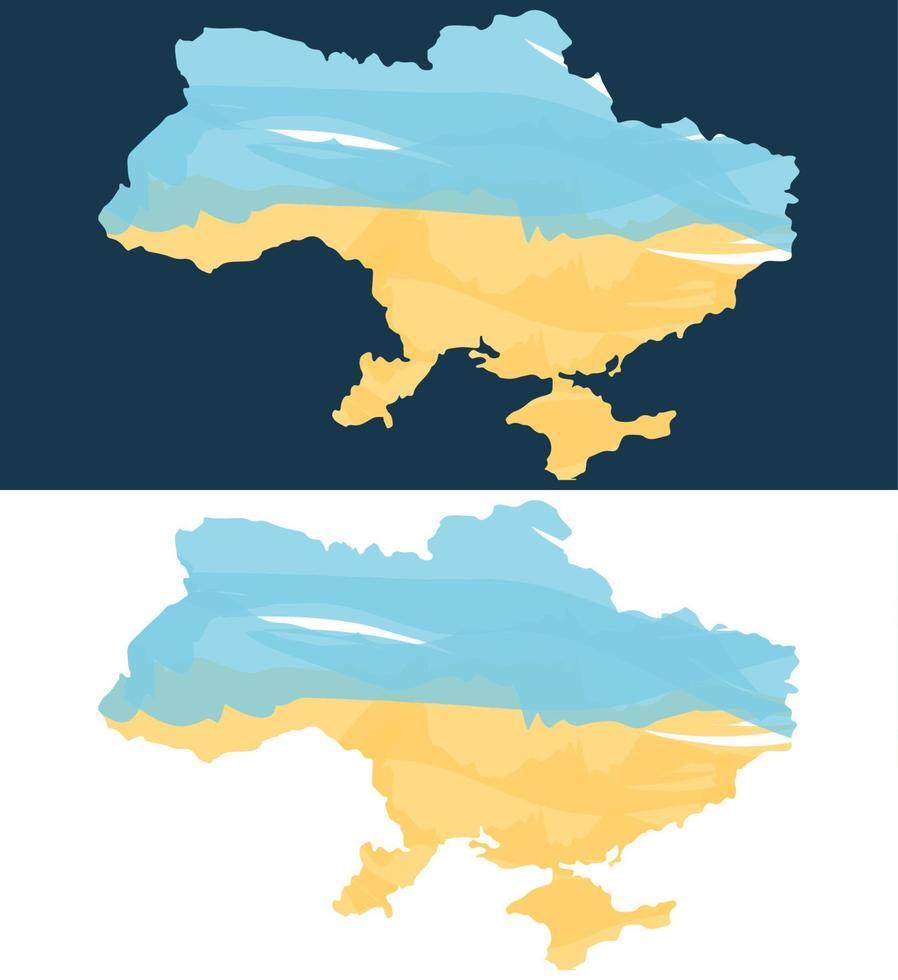 silueta del mapa de ucrania en colores de bandera ucraniana vector