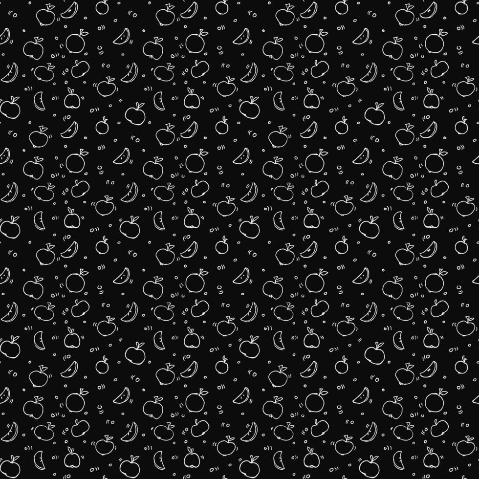 patrón sin costuras con manzanas. patrón de frutas manzana sobre fondo negro. patrón sin costuras de comida. ilustración vectorial vector
