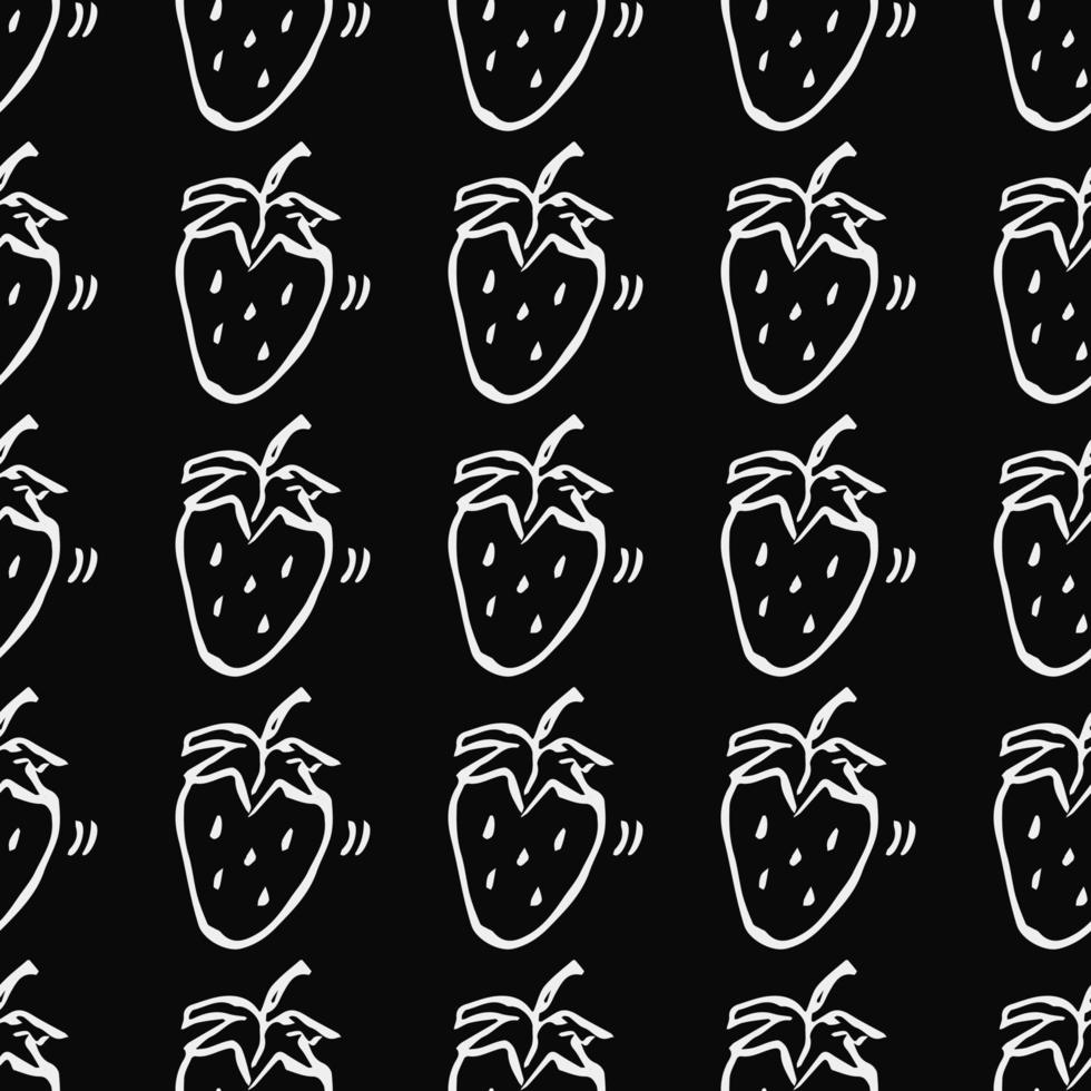 Seamless strawberries pattern. Doodle vector with strawberries icons. Vintage strawberries pattern, sweet elements background for your project, menu, cafe shop.