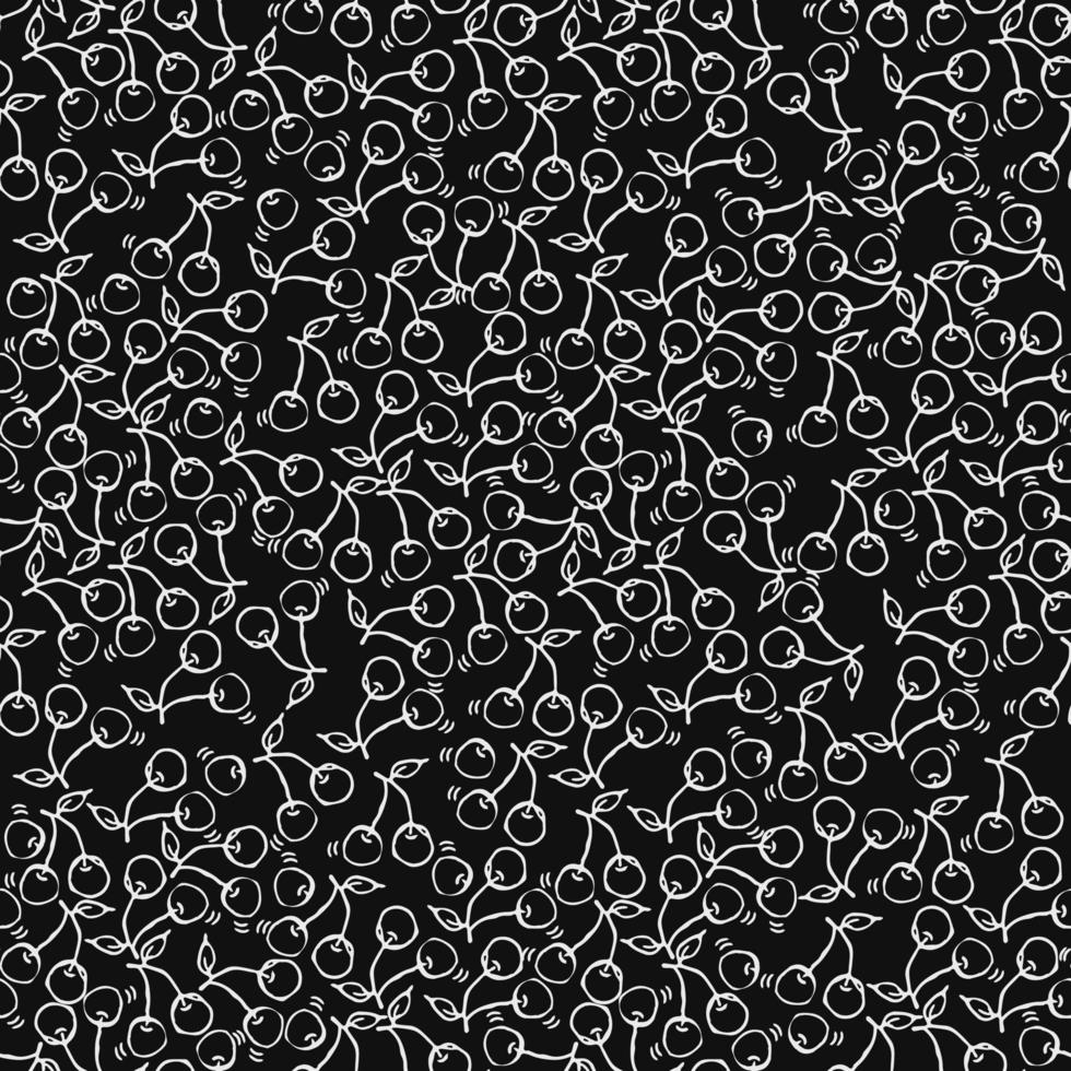 Seamless cherry vector pattern. Doodle vector with cherry icons. Vintage cherry pattern, sweet elements background for your project, menu, cafe shop.