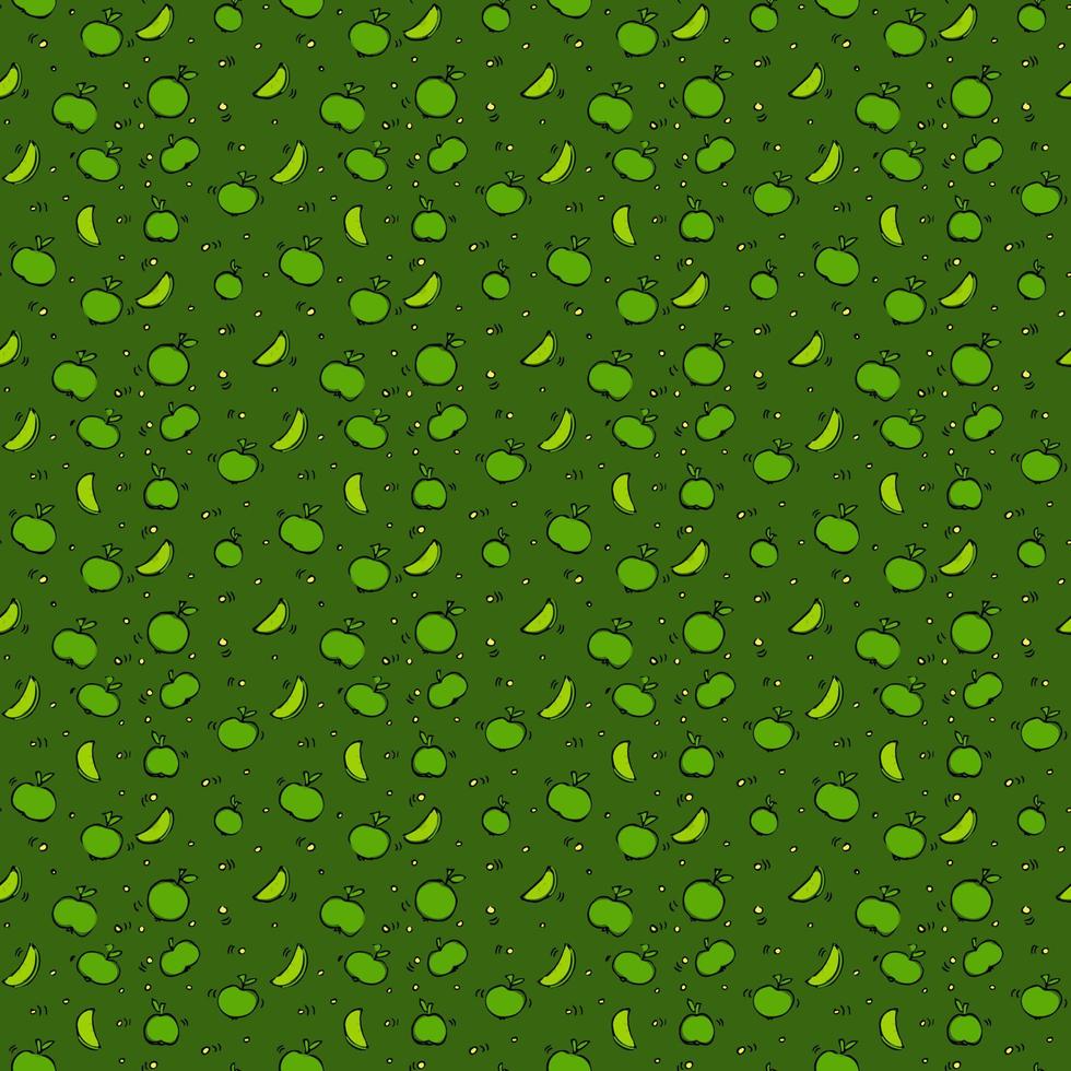 Seamless pattern with green apples. fruit pattern Green apple on green background. food seamless pattern. vector illustration