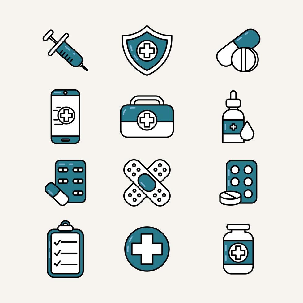 Medicines Icons Set vector