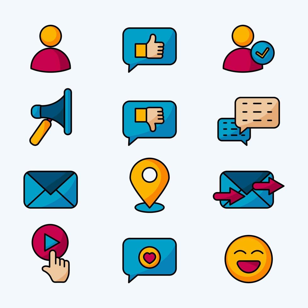 Reaction and Action Colorful Icon Set vector