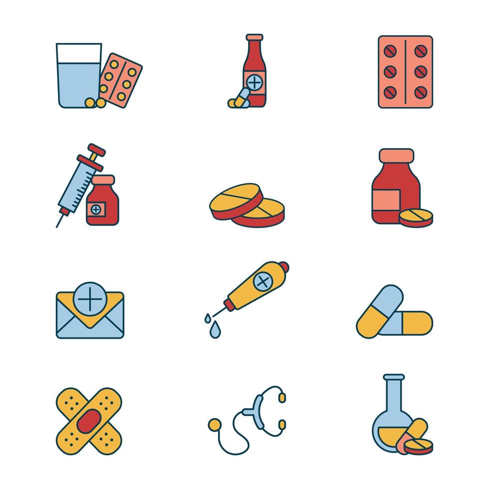 conjunto de iconos de farmacia vector