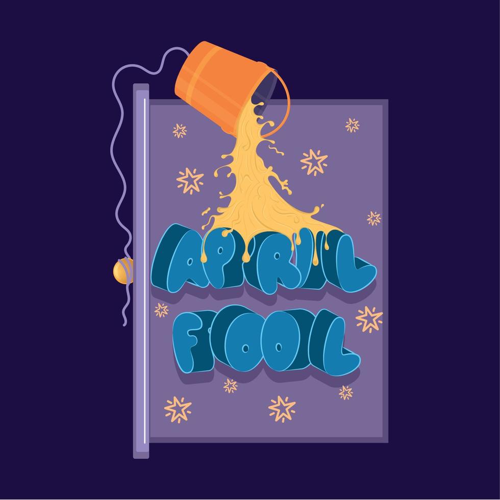 April fool day template bucket with honey being dropped on text Vector