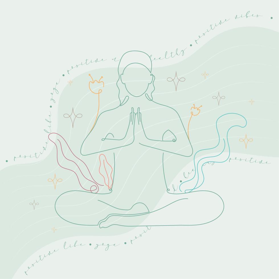 Isolated abstract woman outline doing a peace yoga position Vector