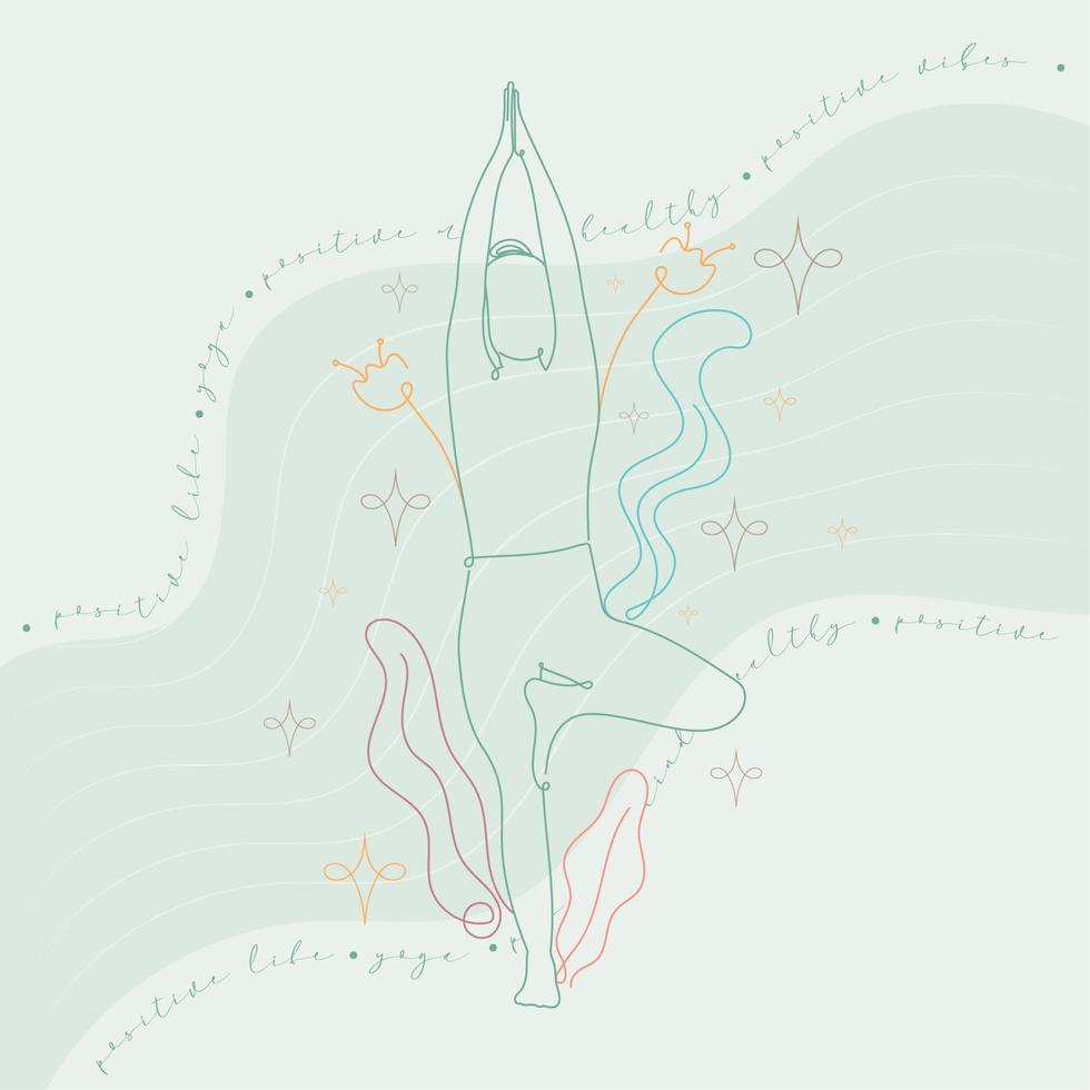 contorno de mujer aislada haciendo yoga vector de fondo de flujo natural de color
