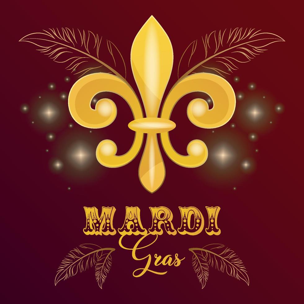 Isolated fleur de lis on a colored mardi gras poster Vector