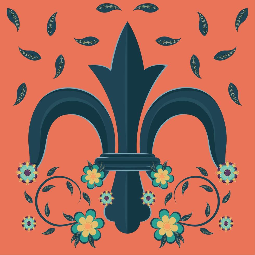 flor de lis decoración heráldica medieval - vector