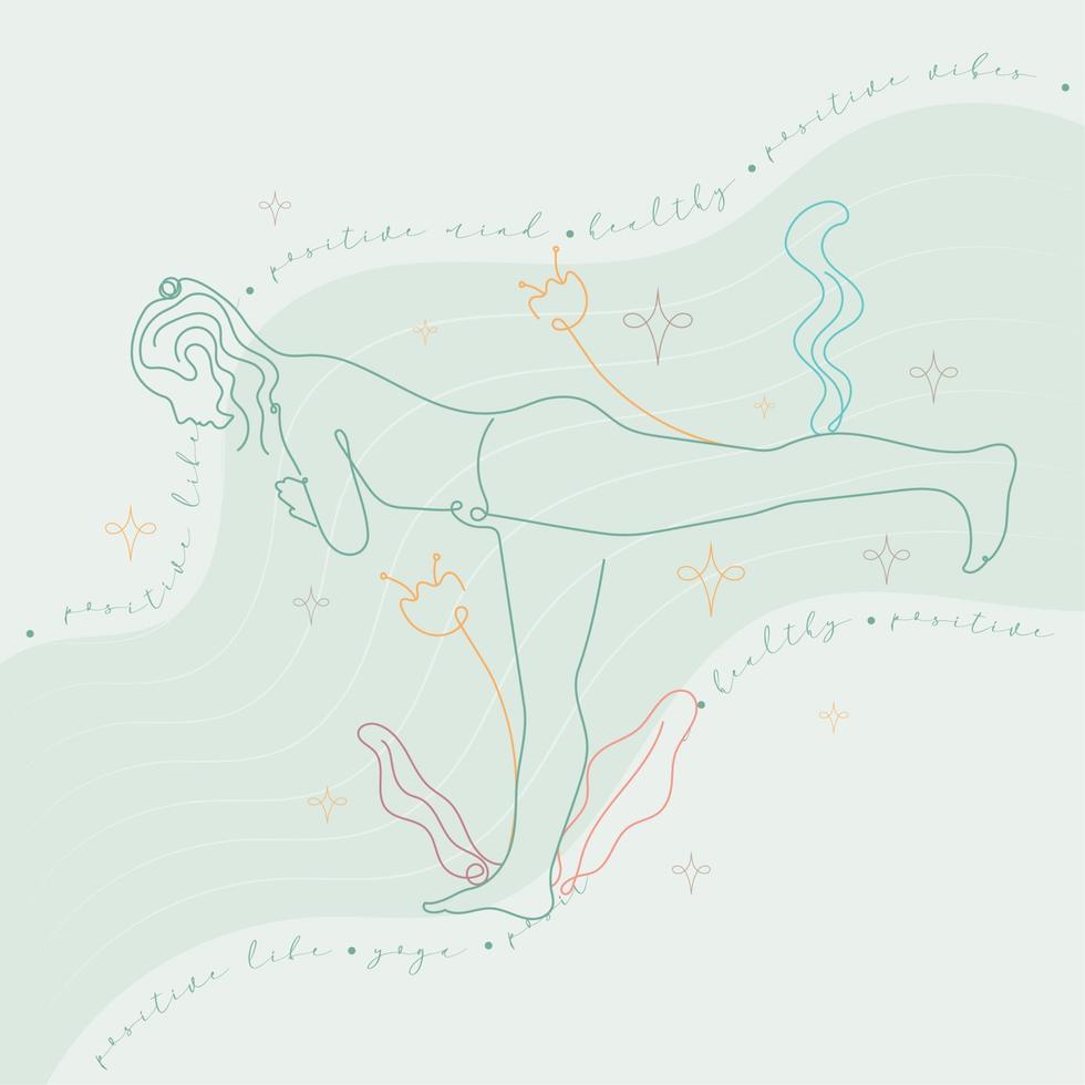Girl abstract outline doing yoga Vector