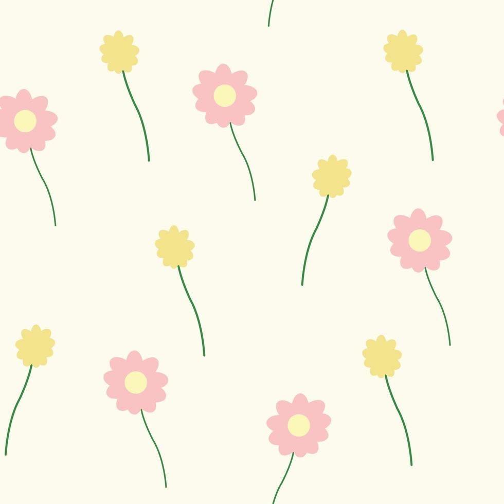 Flowers seamless pattern for trendy print. Nude fashionable palette for summer. vector