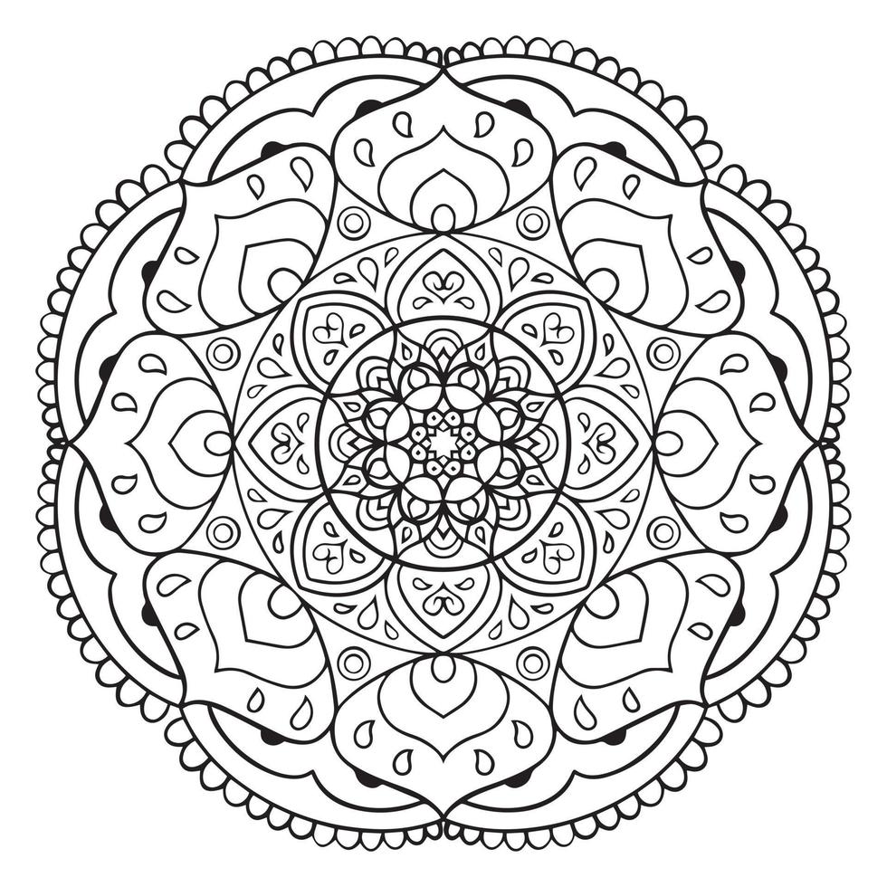 Monochrome ethnic mandala design. Oriental pattern. Islam, Arabic, Indian, moroccan,spain, turkish, pakistan, chinese, mystic, ottoman motifs. Coloring book page. Vector illustration.