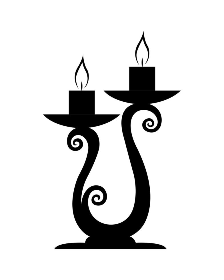 Old Vintage Candle Holder, Lampstand Silhouette vector