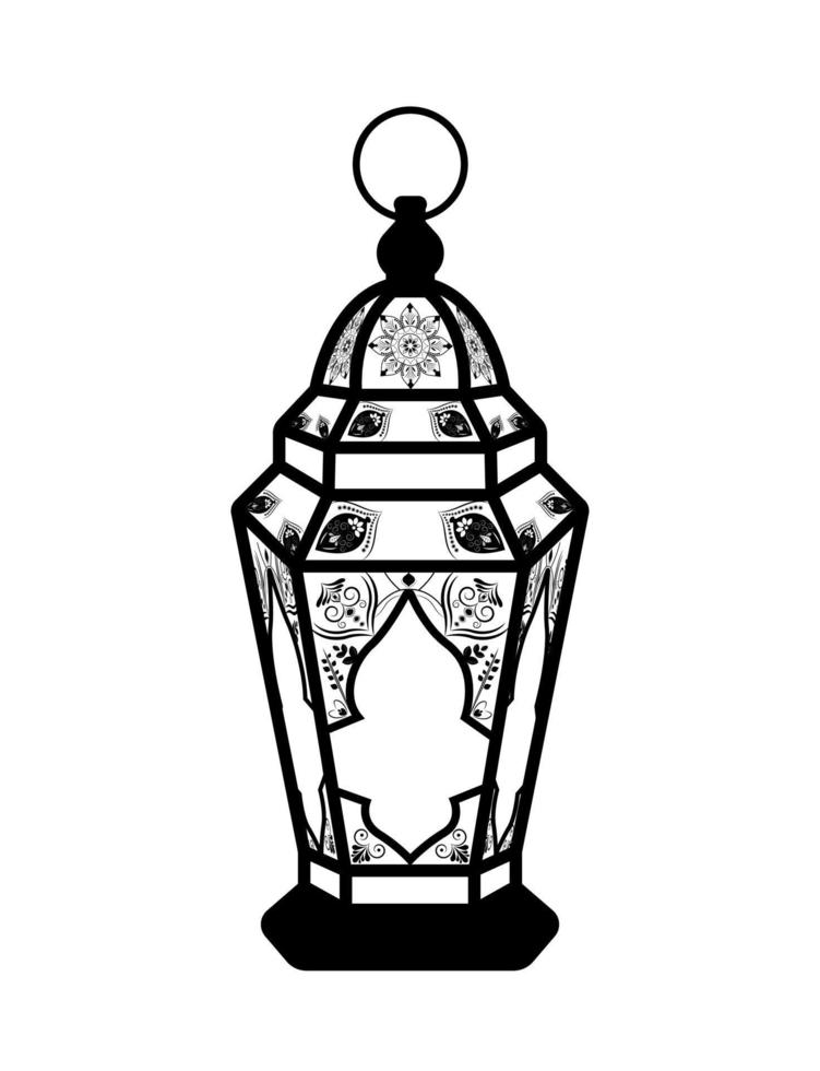 linterna decorativa mandala vintage, lámpara islámica ramadan eid vector
