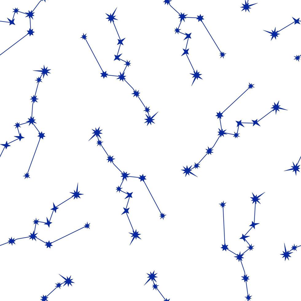 Zodiac constellation seamless pattern simple vector illustration, astrology horoscope symbol for future events prediction, stars connected with lines