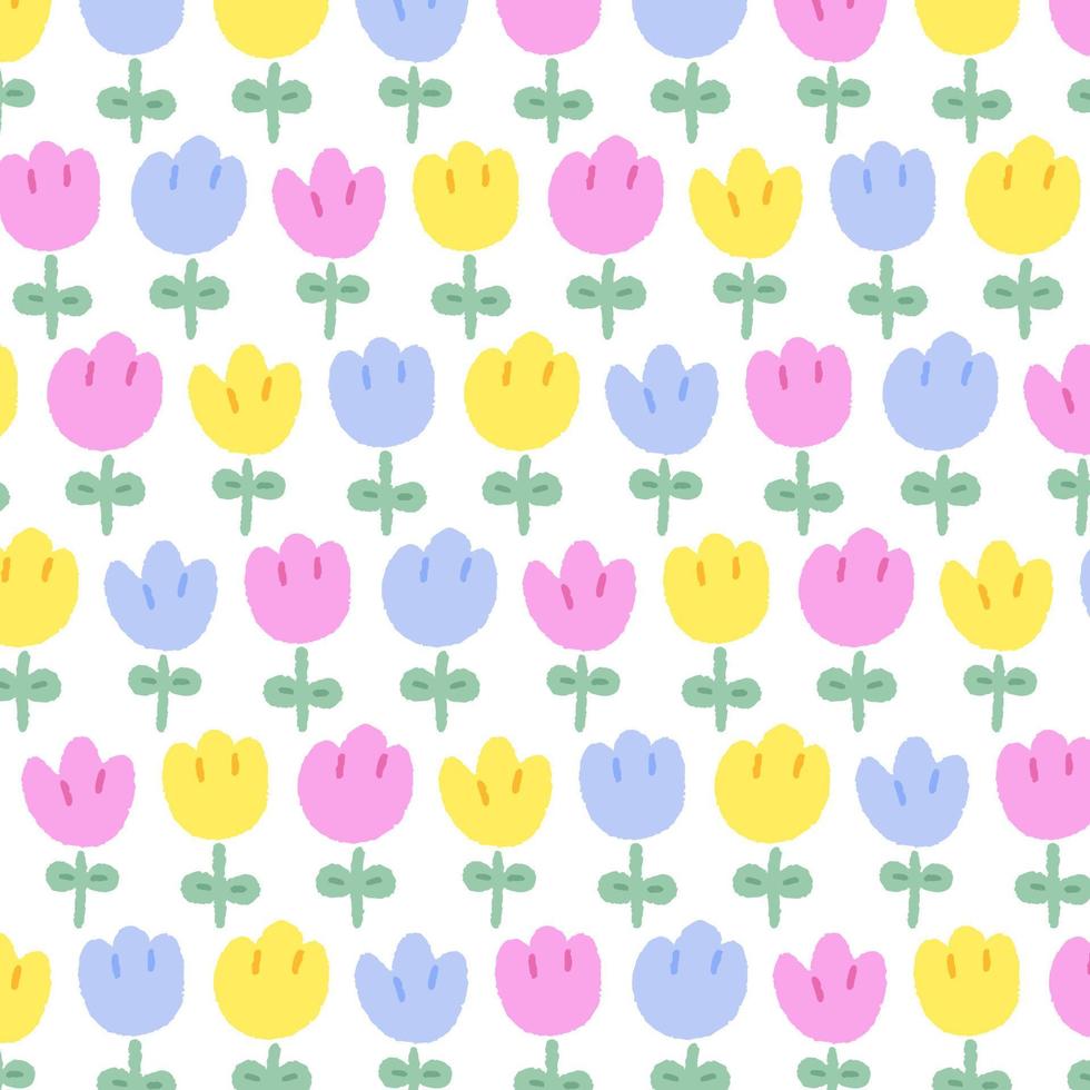 Hand drawn vector illustration of flower pattern in cartoon style ...