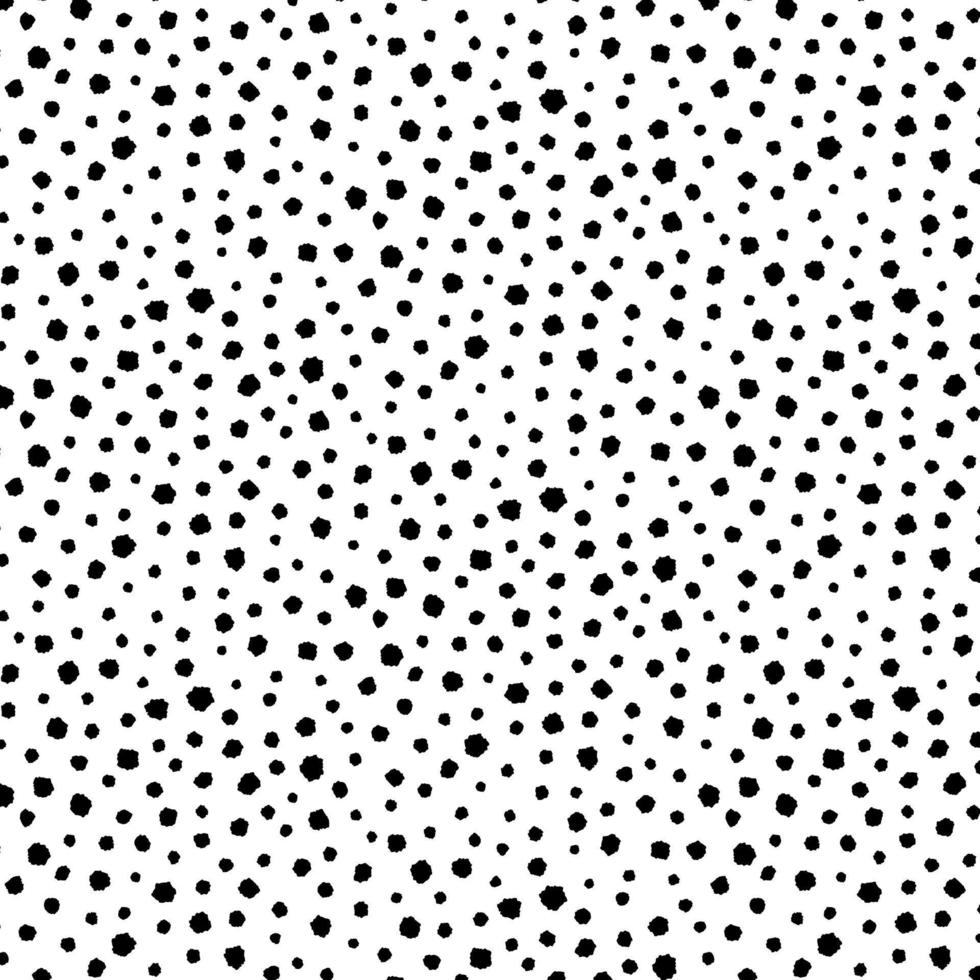 Hand drawn vector illustration of random black dot pattern on white background.