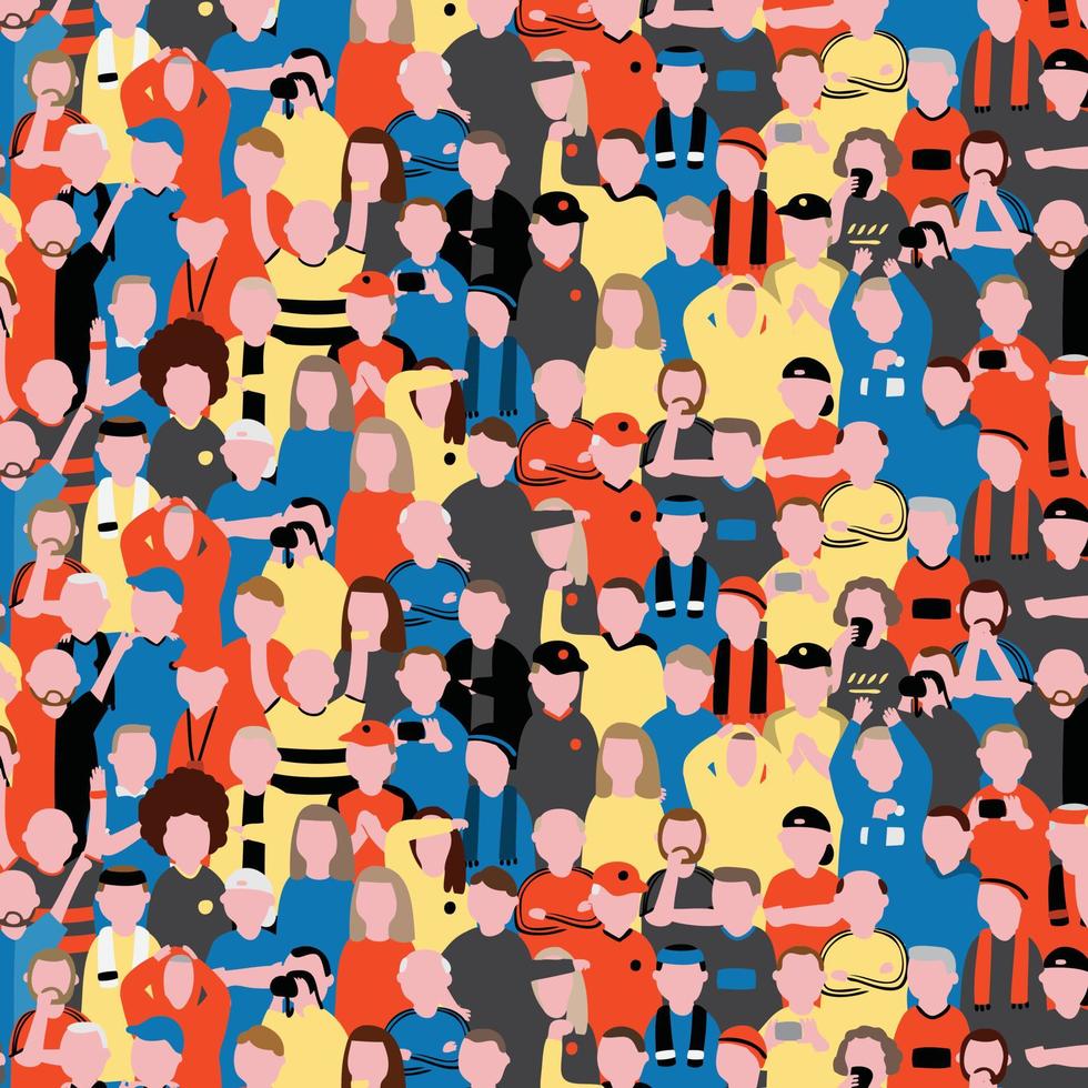 Seamless vector pattern of crowd people at football stadium. Sports
