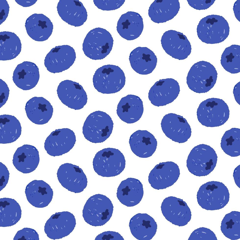 Hand drawn vector illustration of blueberry pattern.