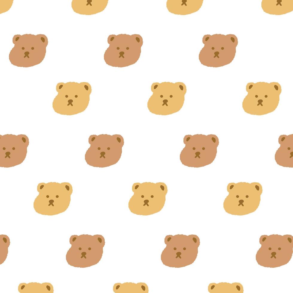 Hand drawn vector illustration of bear pattern in cartoon style. Pattern for textile, fabric, wrapping paper