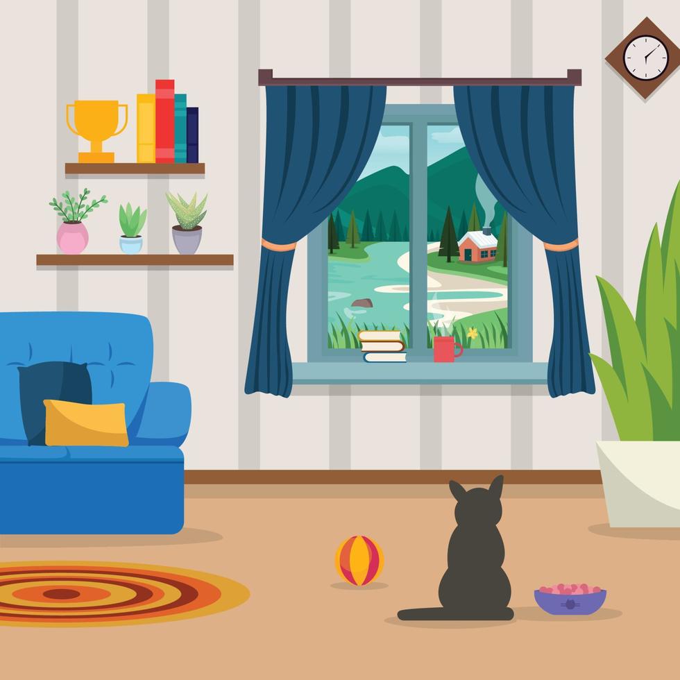 Ilustración de vector de fondo de sala de estar