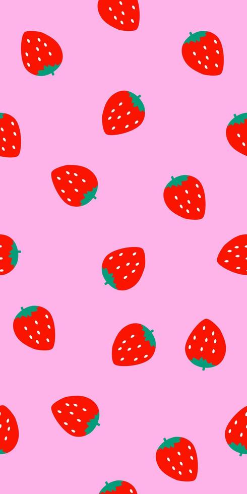 Seamless pattern with strawberries and pink background vector