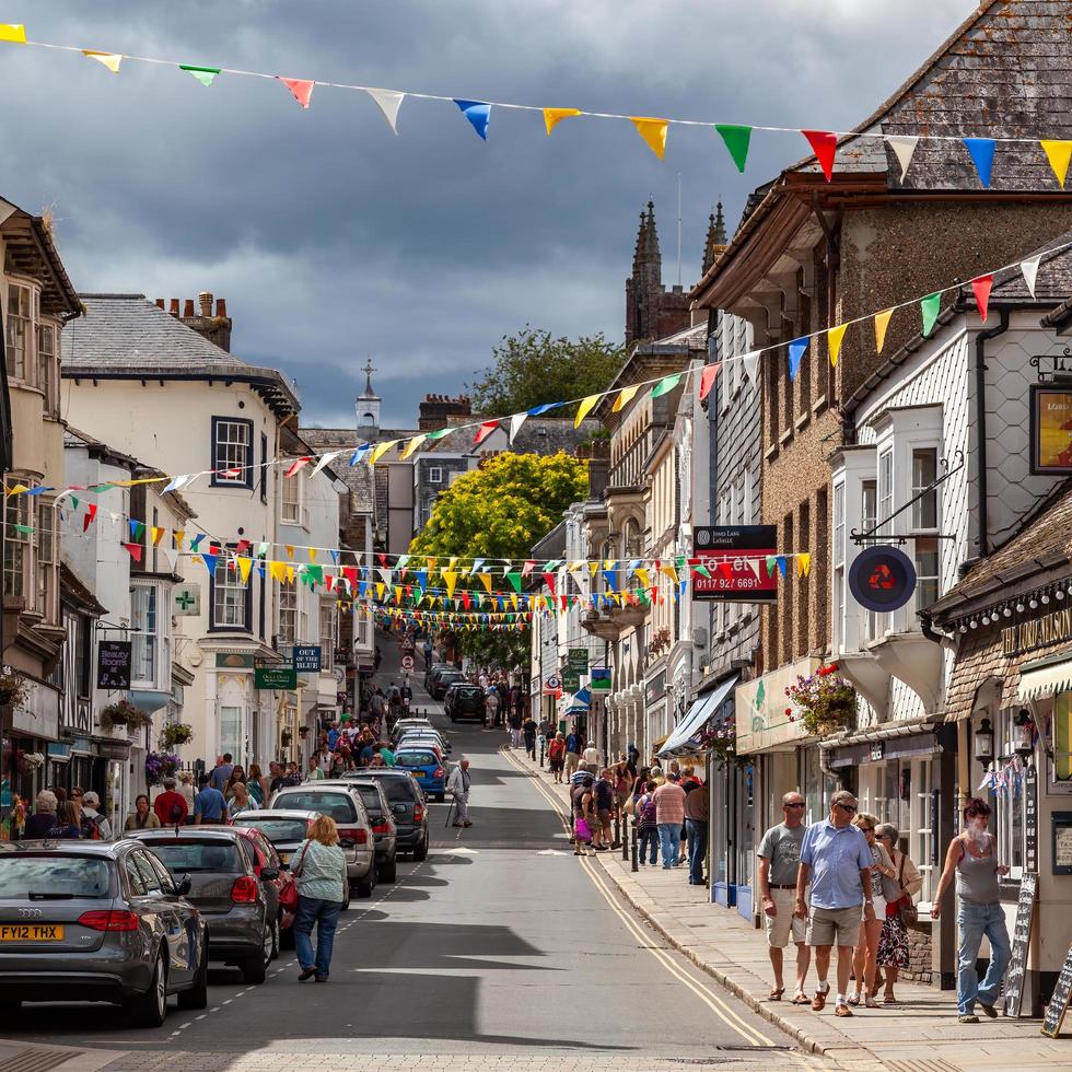 TOTNES, DEVON, UK, 2012. View of the High Street in Totnes on July 29, 2012. Unidentified people photo