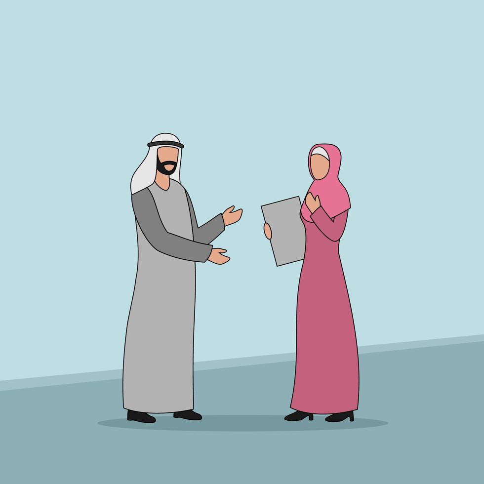 Arabic Business Characters Vector Illustration - Business Discussion