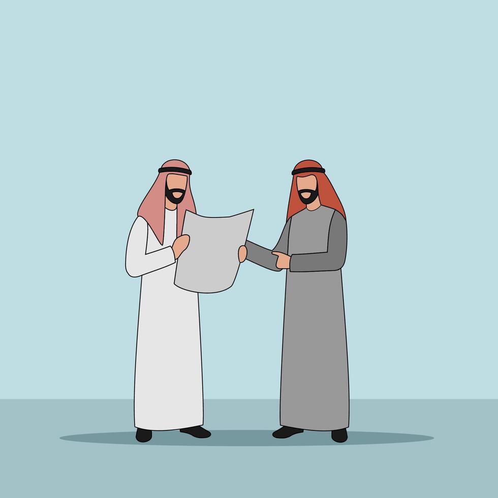 Arabic Business Characters Vector Illustration - Business Discussion