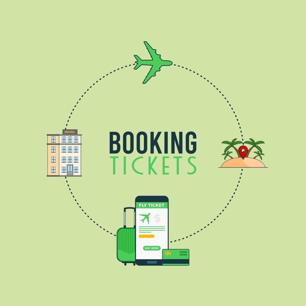 Vector Illustration Online Appication for Booking Ticket via Smartphone.