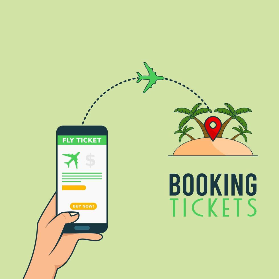 Vector Illustration Online Appication for Booking Ticket via Smartphone.