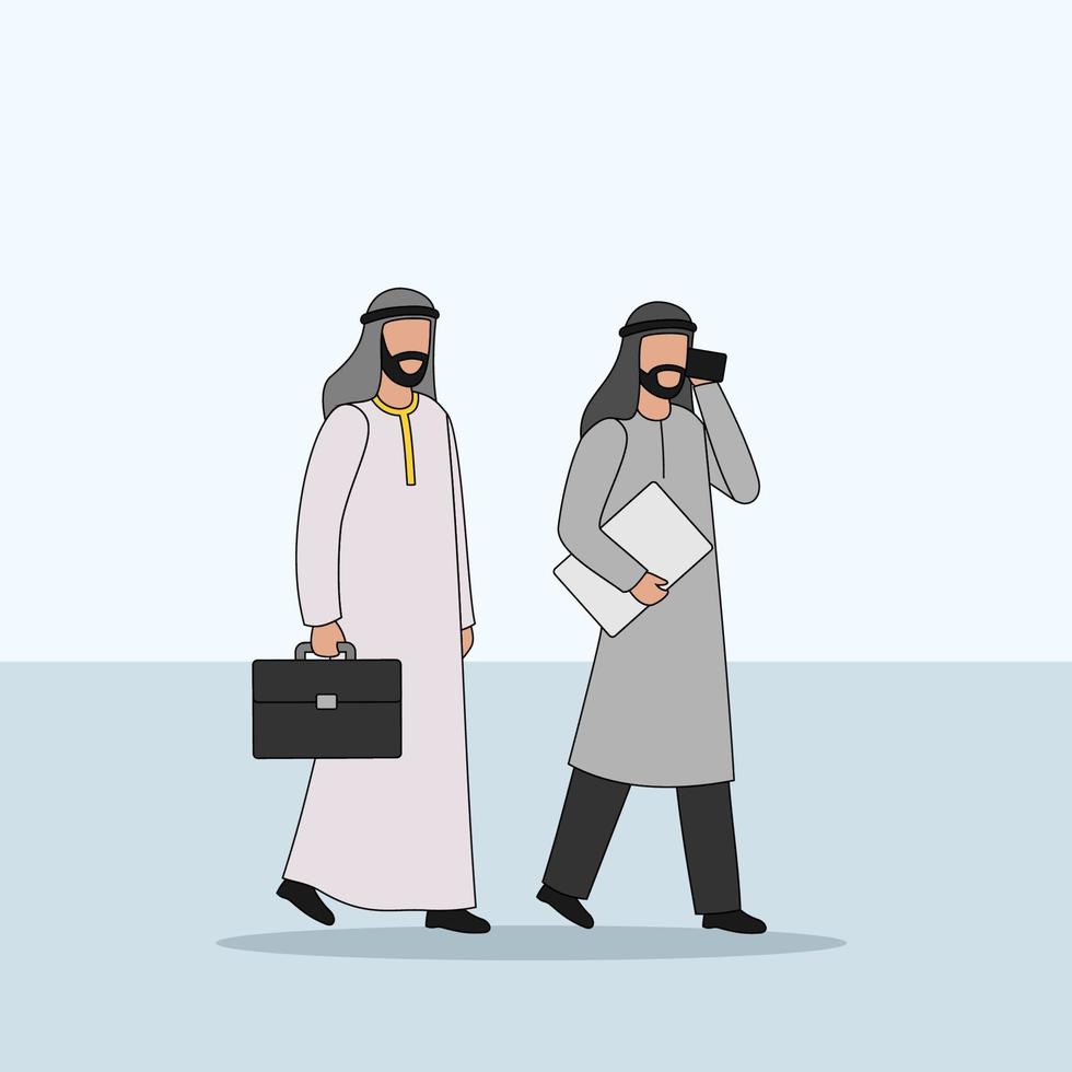 caracteres de negocios árabes ilustración vectorial - discusión de negocios vector