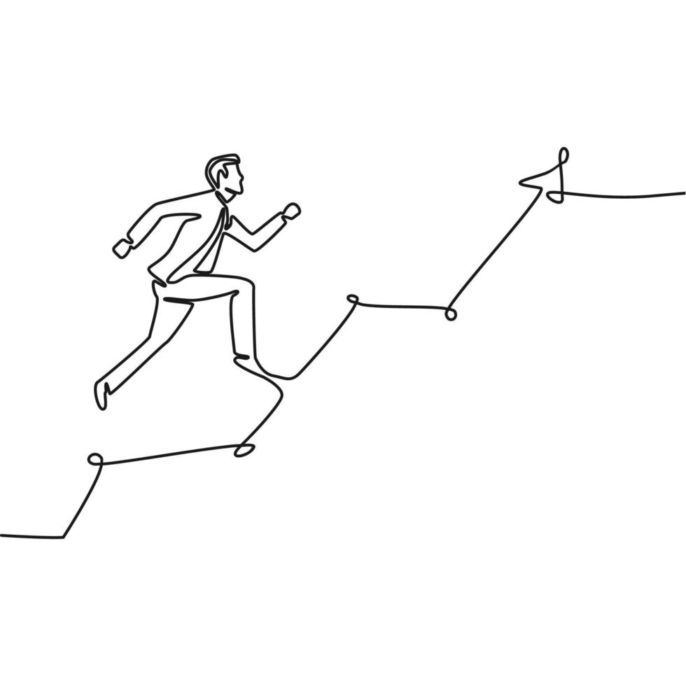 Continous line vector illustration for growth business symbol.