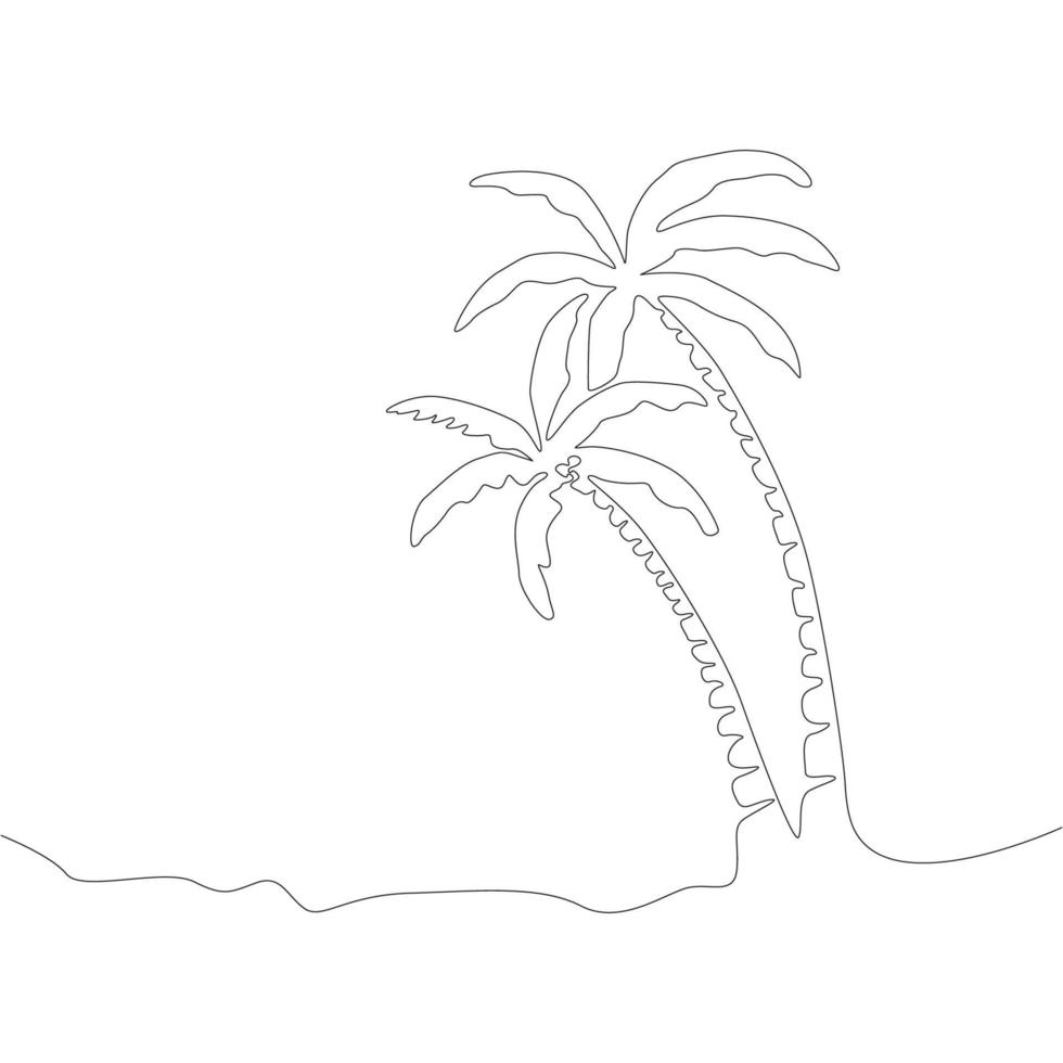 línea continua para la ilustración de vector de vista de playa.